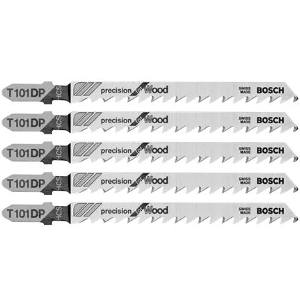5 pc. 4 In. 6 TPI Precision for Wood T-Shank Jig Saw Blades