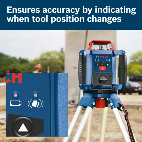 Ensures accuracy by indicating when tool position changes; Bosch level tool.