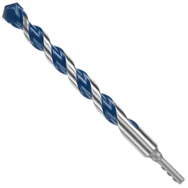 Bosch drill bit with a blue and silver twisted design.