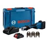 Bosch GPT18V-32 tool kit with charger, CORE18V battery, and CUSS 1", 3/4", 1/2" dies, in case.