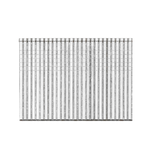 Vertical rows of metal fasteners.