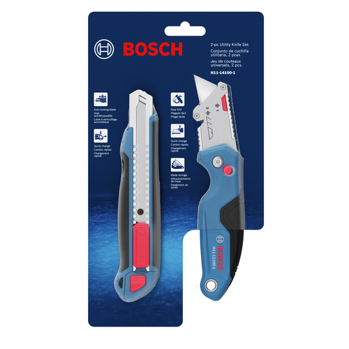 Bosch H11-14100-1 utility knife kit on a packaging.