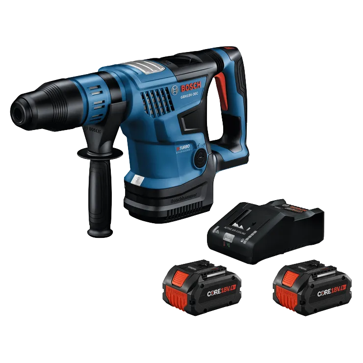 Bosch GBH18V-36C hammer drill, Turbo Brushless, with Boschhammer, CORE18V 8Ah batteries and ACTIVE AIR COOLING charger.