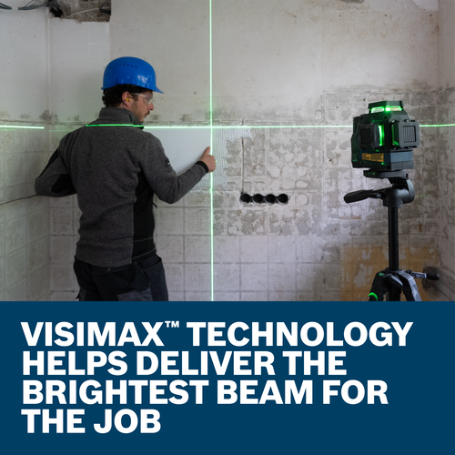 Bosch GLL330-42CGL green beam three plane leveling alignment feature.