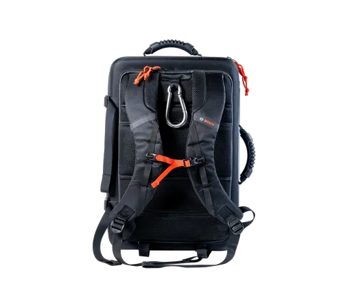 Bosch backpack with black and orange details.