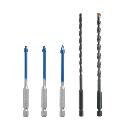 5 pc. Porcelain Tile and Multi-Material Drill Bit Set