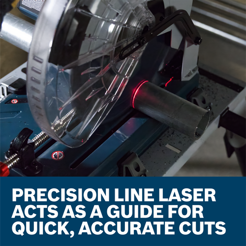 PRECISION LINE LASER ACTS AS A GUIDE FOR QUICK, ACCURATE CUTS
