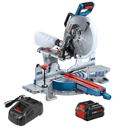 Bosch miter saw with CORE 18V battery and charger.
