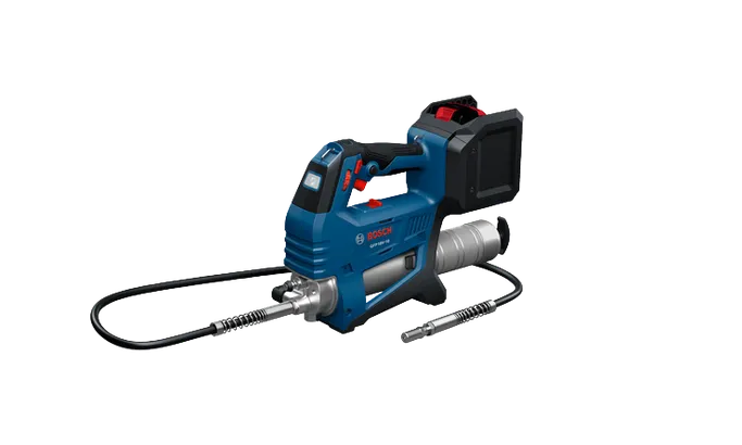 Bosch GFP18V-10 18V Grease Gun shown on a white background.