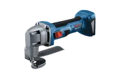 The Bosch GSC18V-16E 18V 16-Gauge Metal Shear with Lock-On Slide Switch on a white background.