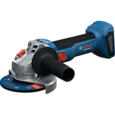 Bosch GWS18V-8-2 18V Brushless 4-1/2 In. Angle Grinder with Slide Switch without battery shown in a dynamic view.