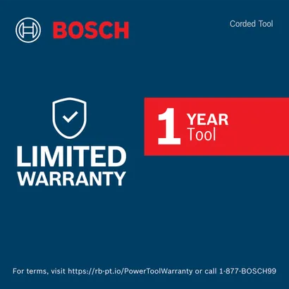 Limited Warranty for Bosch GWS22-180J 7 In. Large Angle Grinder tool is 1 year.