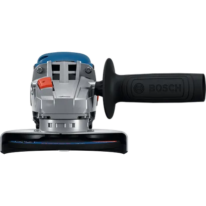 Bosch GWS18V-8-2 18V Brushless 4-1/2 In. Angle Grinder with Slide Switch without battery shown in a front facing view.