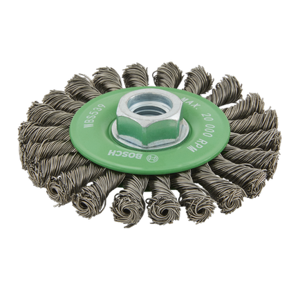 4"  WIRE WHEEL, FULL CABLE KNOTTED, STAINLESS STEEL