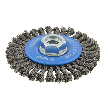 4" WIRE WHEEL, STRINGER BEAD KNOTTED, CARBON STEEL