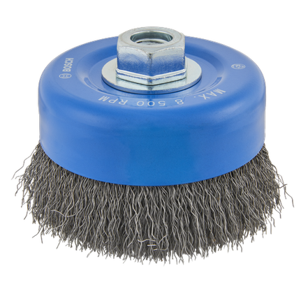 4" CUP BRUSH, CRIMPED, CARBON STEEL