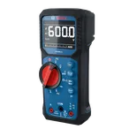 Bosch GDM600-15 digital multimeter product image with the screen on in an isometric view on a white background.