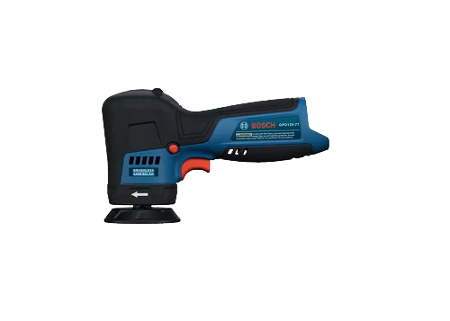 The Bosch GPO12V-77 Automotive Cordless Polisher in a mugshot view on a white background.