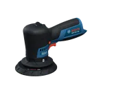 The Bosch GPX12V-125 Automotive Cordless Polisher in a product image dynamic view on a white background.