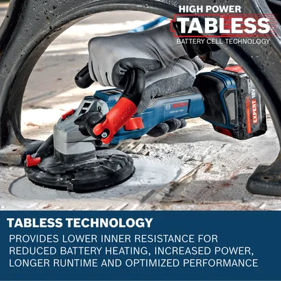 Image of worker using the Bosch GBR18V-15SN18X 5 In. 18V Concrete Surface Grinder on the concrete floor.