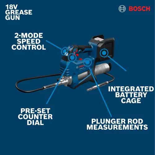 Image of Bosch GFP18V-10N 18V Grease Gun on a walkaround view.
