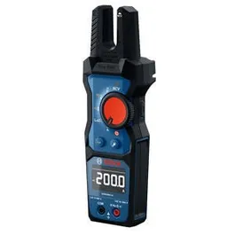 Bosch GFM1000-15 fork meter product image with the screen on in an isometric view on a white background.