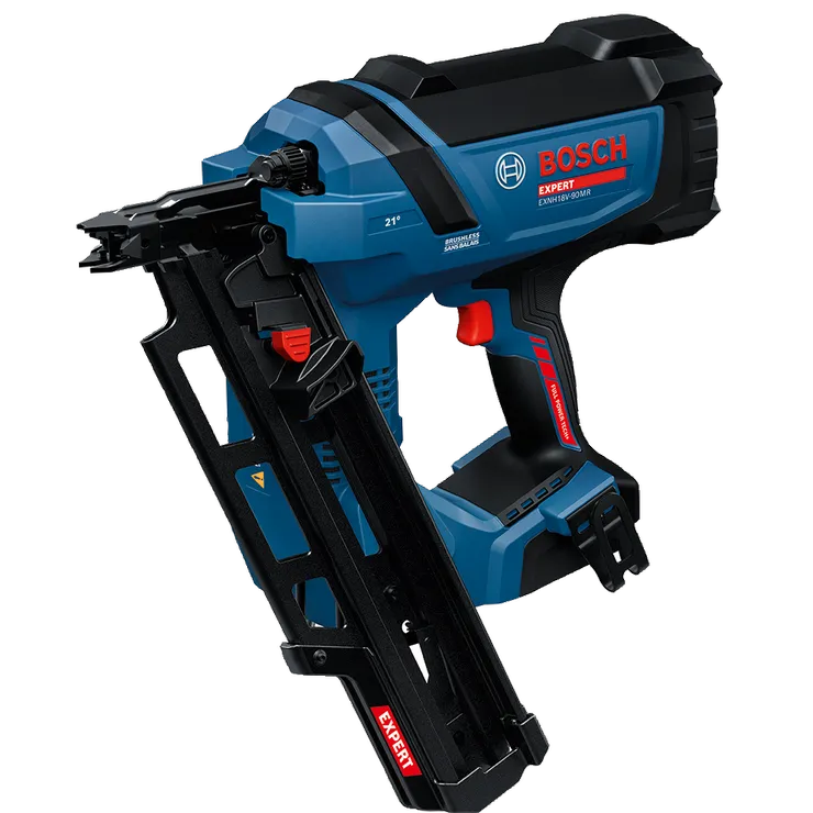 Product Image Dynamic of EXNH18V-90MDN 18V Brushless 30 Degree Framing Nailer on a white background.