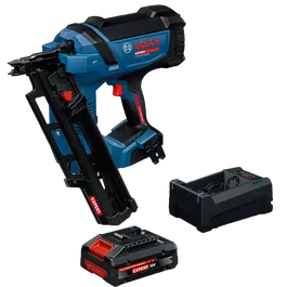Image Dynamic of Bosch EXNH18V-90MRB14 EXPERT Framing Nailer Kit on a white background.