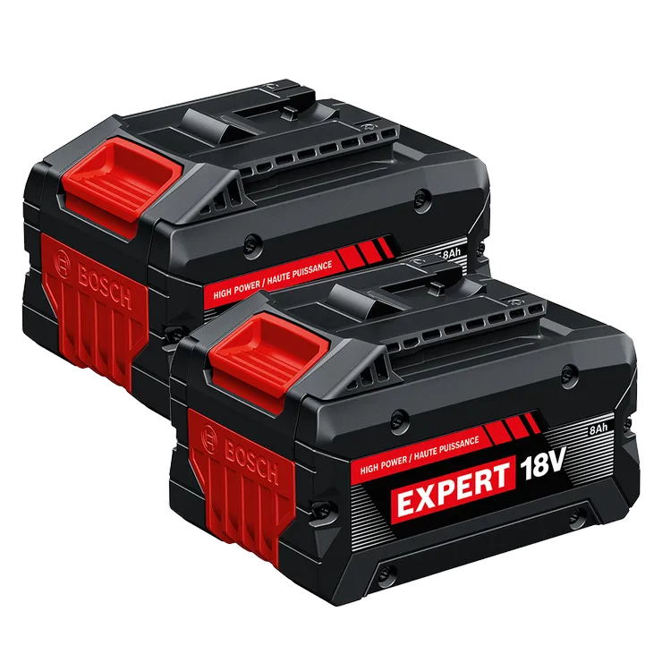 Bosch EXBA18V-80 EXPERT 18V Lithium-Ion 8 Ah High Power Battery, 2-Pack on a product image dynamic.