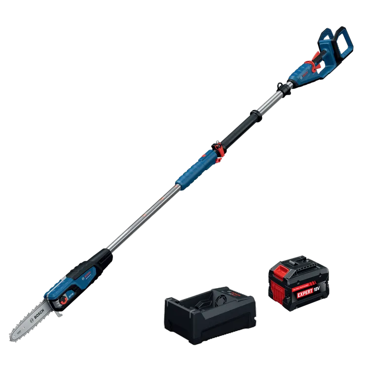 The Bosch GKE18V-25TPN18X 18V 10 In. Pole Chainsaw (Kit) on the product image dynamic view.