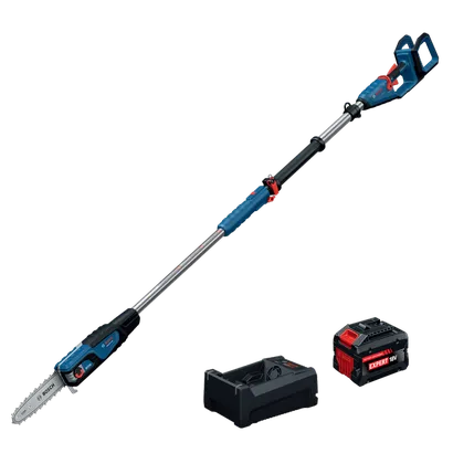 The Bosch GKE18V-25TPN18X 18V 10 In. Pole Chainsaw (Kit) on the product image dynamic view.