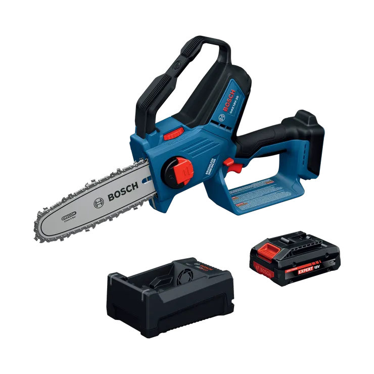 The Bosch GKE18V-20N14X 18V Cordless Pruning Saw Kit on the product image dynamic view.
