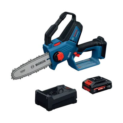 The Bosch GKE18V-20N14X 18V Cordless Pruning Saw Kit on the product image dynamic view.
