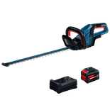The Bosch GHE18V-60-2N18X 18V 24 In. Cordless Hedge Trimmer Kit in a product image dynamic view.