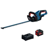 The Bosch GHE18V-60-2N18X 18V 24 In. Cordless Hedge Trimmer Kit in a product image dynamic view.