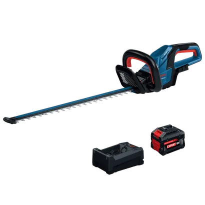 The Bosch GHE18V-60-2N18X 18V 24 In. Cordless Hedge Trimmer Kit in a product image dynamic view.