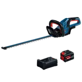 The Bosch GHE18V-60-2N18X 18V 24 In. Cordless Hedge Trimmer Kit in a product image dynamic view.
