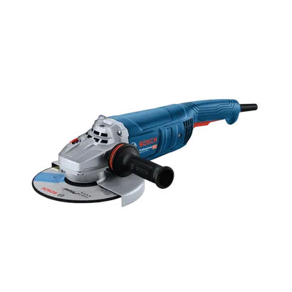 Bosch GWS22-230J 9 In. Angle Grinder shown in a dynamic view on white background.