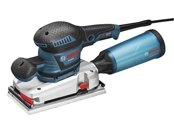 Product Image Dynamic of Bosch OS50VC Half-Sheet Orbital Finishing Sander on a white background.