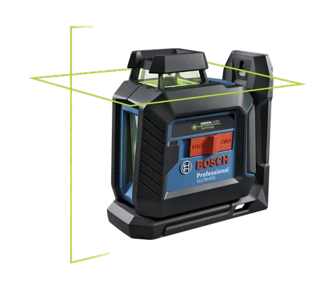 Product Image Dynamic of Bosch GLL50-40G Green-Beam 360° Cross-Line Laser on a white background.