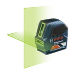 Product Image Dynamic of Bosch GLL 100 G Green-Beam Self-Leveling Cross-Line Laser on a white background.