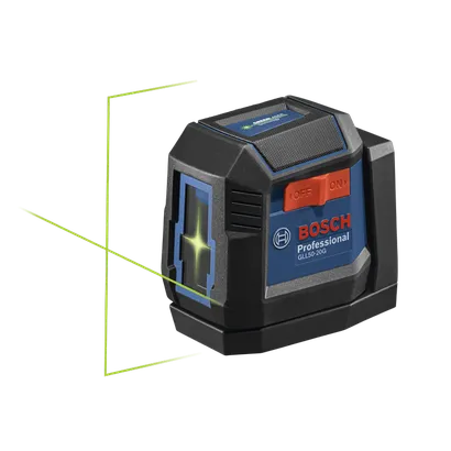 Product Image Dynamic of Bosch GLL50-20G Green-Beam Self-Leveling Cross-Line Laser on a white background.