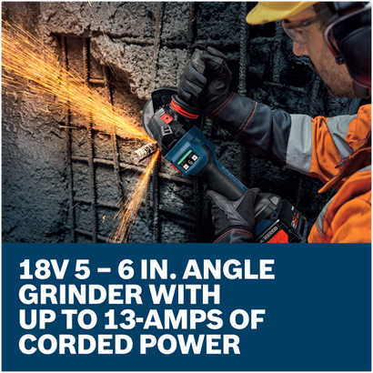 Features/Claims Bosch EXWS18V-15PSB18X 18V Brushless 6 In. Angle Grinder with No Lock-On Paddle Switch.