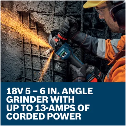 Features/Claims Bosch EXWS18V-15PSB18X 18V Brushless 6 In. Angle Grinder with No Lock-On Paddle Switch.