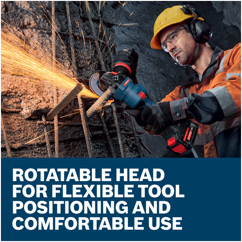 Features/Claims Bosch EXWS18V-15PSB18X 18V Brushless 6 In. Angle Grinder with No Lock-On Paddle Switch.
