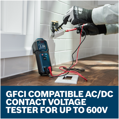 Features/Claims image of Bosch GVT600-13 Contact Voltage Tester with application.