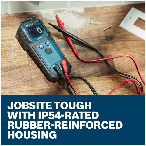 Features/Claims image of Bosch GVT600-13 Contact Voltage Tester with application.