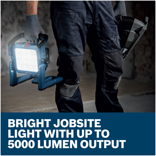 Features/Claims image of Bosch GLI18V-5000N 18V LED Floodlight.