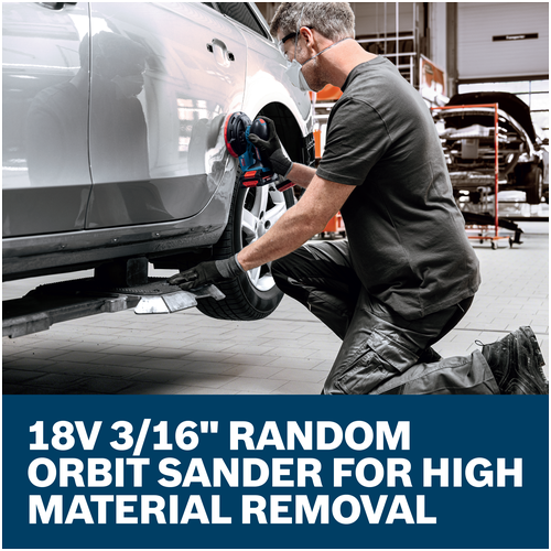 Features/Claims image of Bosch EXEX18V-150-5N 18V Random Orbit Sander.