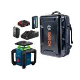 Image of kit from Bosch GRL18V-34P 18V Green-Beam Horizontal/Vertical Rotary Laser Kit with Backpack.